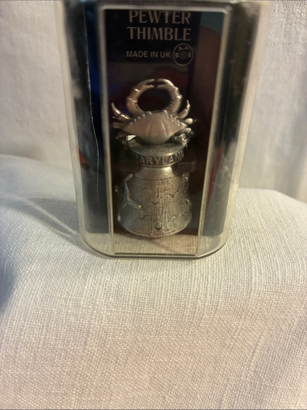 Vintage Pewter Maryland Crab Thimble Collectible Souvenir made in UK